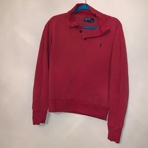 POLO BY RALPH LAUREN RED HALF BUTTON UP PULLOVER